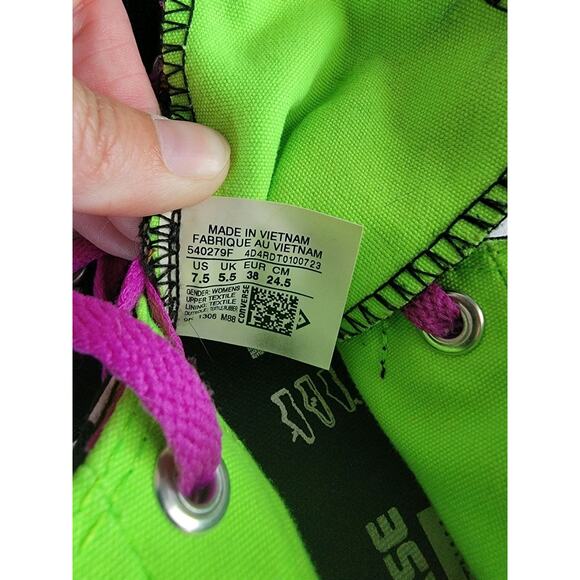 Converse Double Flap Leopard Black Purple Lime Green Women 7.5 Chuck Taylor Shoe - Picture 10 of 10